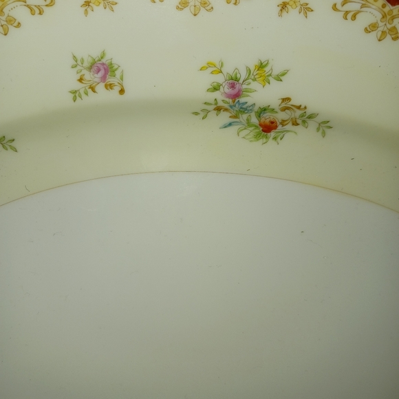 Vintage MEITO CHINA Oval Serving Platter, Hand Painted, 16"x11.5", Gold Trim - Picture 4 of 9